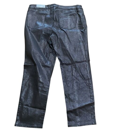 Chicos Size 3 16 Womens So Slimming Girlfriend Coated Silver Gator Ankle Jeans - Picture 8 of 14